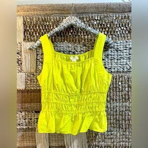 EUC Maeve lime green chartreuse gathered tank top sz XS